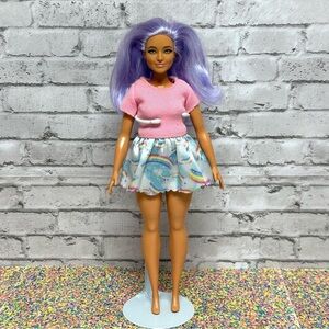 Barbie Fashionistas Doll Purple Hair Curvy GRB49 Restyled